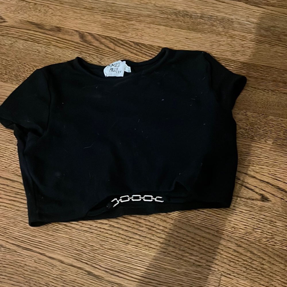 Princess polly black cropped shirt